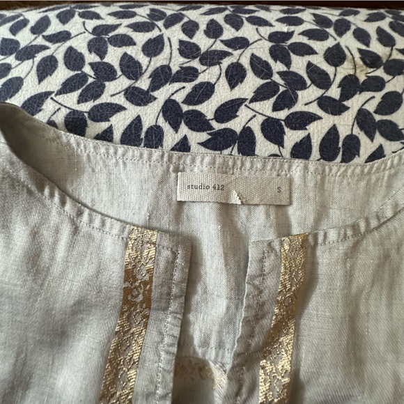 Studio 412 Grayish Metallic Gold Artsy Striped Detail Sleeveless Dress NWOT S - Picture 12 of 16